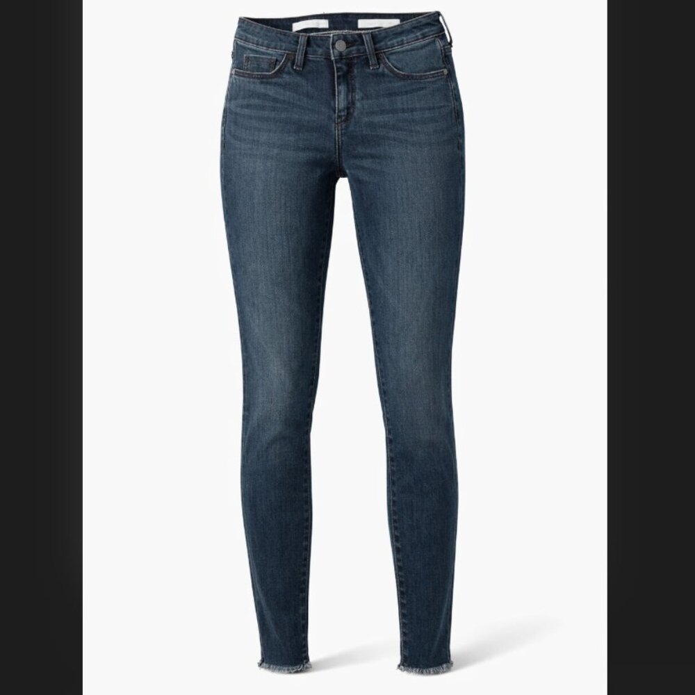 Pilcro Anthropologie Script Skinny Jeans Medium Wash Mid Rise Frayed Raw Hem 28